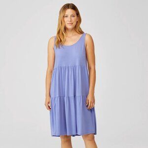 Eileen Fisher Fine Jersey Sleeveless Tiered Knee Length Dress Boho Lagenlook XXS